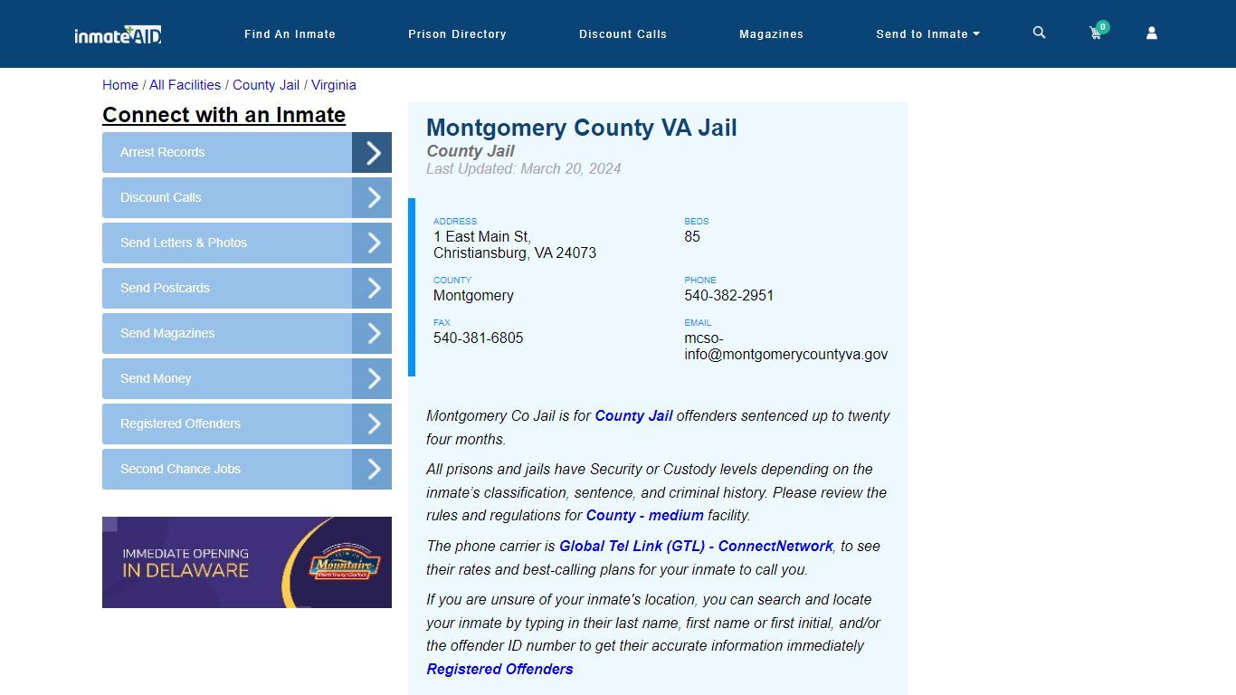 Montgomery County VA Jail - Inmate Locator