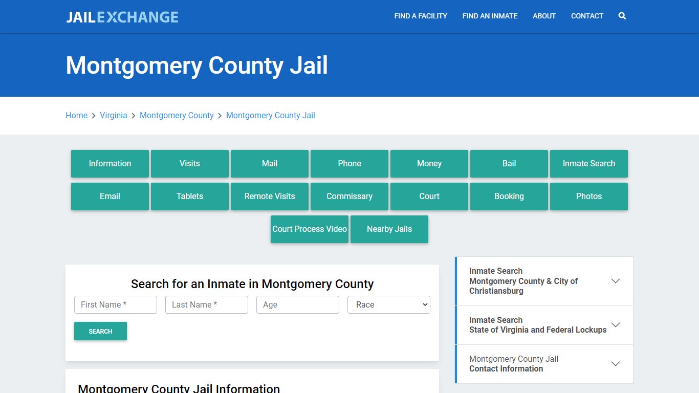 Montgomery County Jail Roster Lookup, VA, Inmate Search